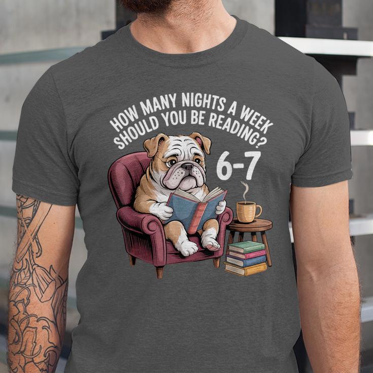 English Bulldog Dog Reading Book 67 Six Seven Meme Unisex Jersey T-Shirt English Bulldog Dog Reading Book 67 Six Seven Meme Unisex Jersey T-Shirt
