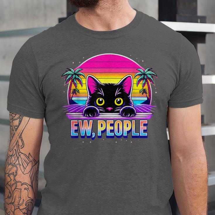 Ew Cat Misanthrope Introvert Synthwave 80s Unisex Jersey T-Shirt Ew Cat Misanthrope Introvert Synthwave 80s Unisex Jersey T-Shirt