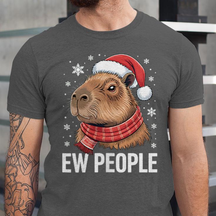 Ew People Capybara Christmas Introvert Holiday Humor Unisex Jersey T-Shirt