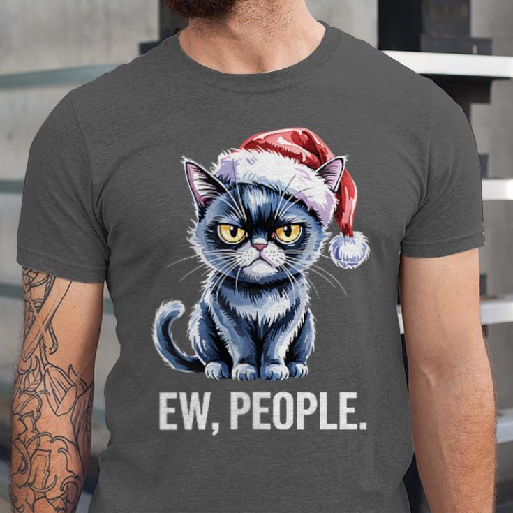 Ew People Cat Christmas Introvert Holiday Humor Unisex Jersey T-Shirt Ew People Cat Christmas Introvert Holiday Humor Unisex Jersey T-Shirt