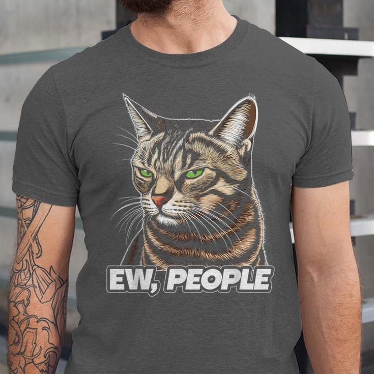 Ew People Cat Tabby Cat Antisocial Grumpy Introvert Unisex Jersey T-Shirt Ew People Cat Tabby Cat Antisocial Grumpy Introvert Unisex Jersey T-Shirt