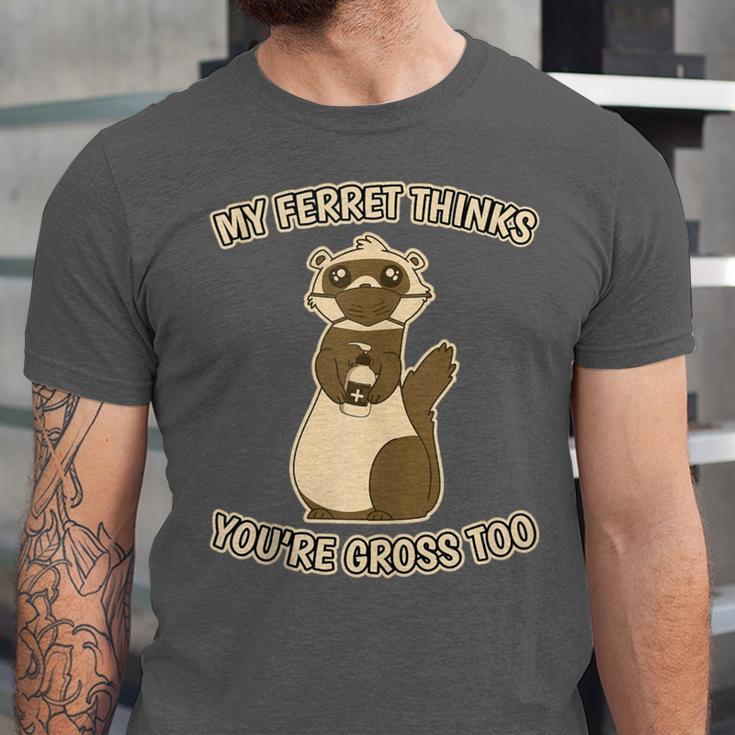 Ew People Ferret Saying Mask Introvert Ferrets Unisex Jersey T-Shirt