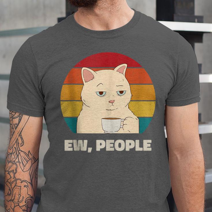 Ew People Introvert Cat Lover Crazy Colorful Cat Lady Unisex Jersey T-Shirt
