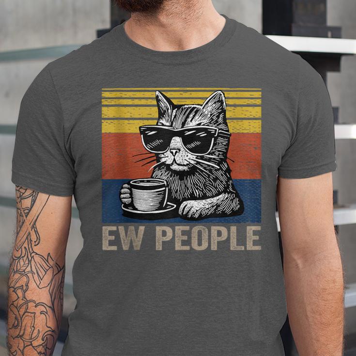 Ew People Introvert Cat Lover Crazy Vintage Cat Lady Unisex Jersey T-Shirt