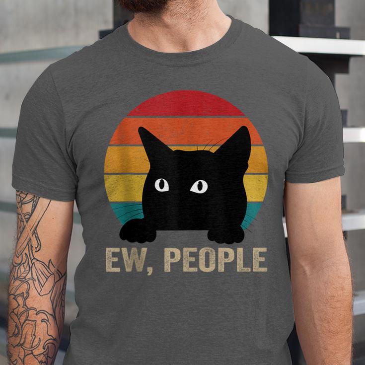 Ew People Introvert Cat Lover Cat Lady Vintage Unisex Jersey T-Shirt