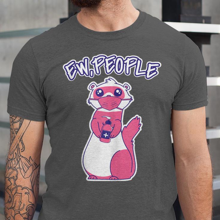 Ew People Introvert Ferrets Saying Mask Ferret Unisex Jersey T-Shirt