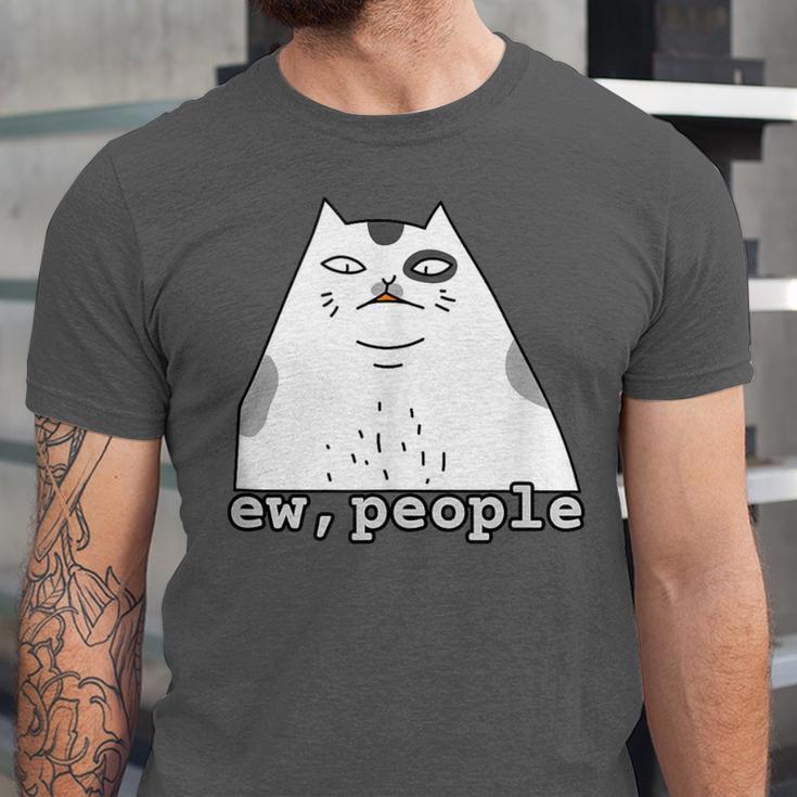 Ew People Introvert Sayings Sarcastic Cat Quote Unisex Jersey T-Shirt