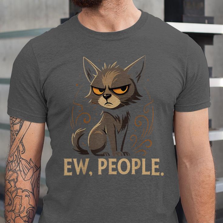 Ew People Moody Cat Sarcastic Introvert Artwork Unisex Jersey T-Shirt