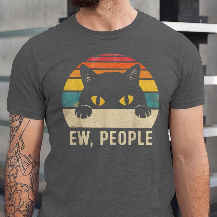 Ew People Retro Cat Vintage Anti-Social Introvert Unisex Jersey T-Shirt