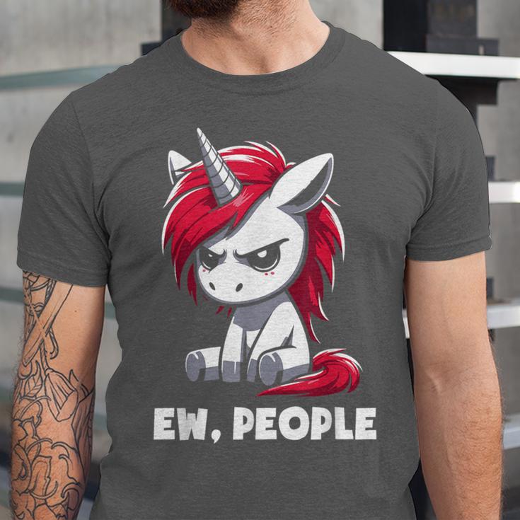 Ew People Unicorn Sarcastic Humor Introvert Unisex Jersey T-Shirt