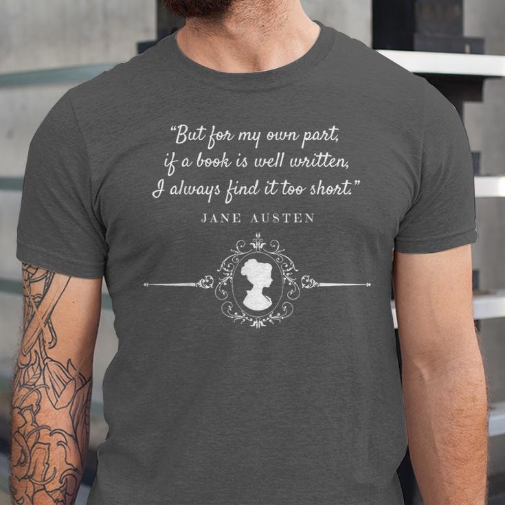 -Expectations Literary Book Club-J Jane Austen Poet Writer Mr Darcy Romantic Quote Unisex Jersey T-Shirt