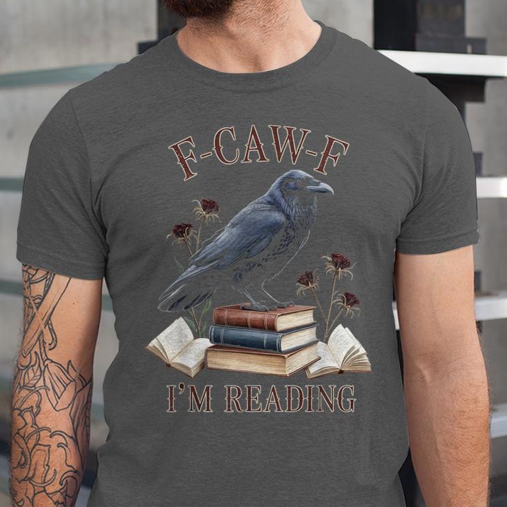 F-CAW-F Crow Book Lover Reader Gothic Humor Unisex Jersey T-Shirt F-CAW-F Crow Book Lover Reader Gothic Humor Unisex Jersey T-Shirt