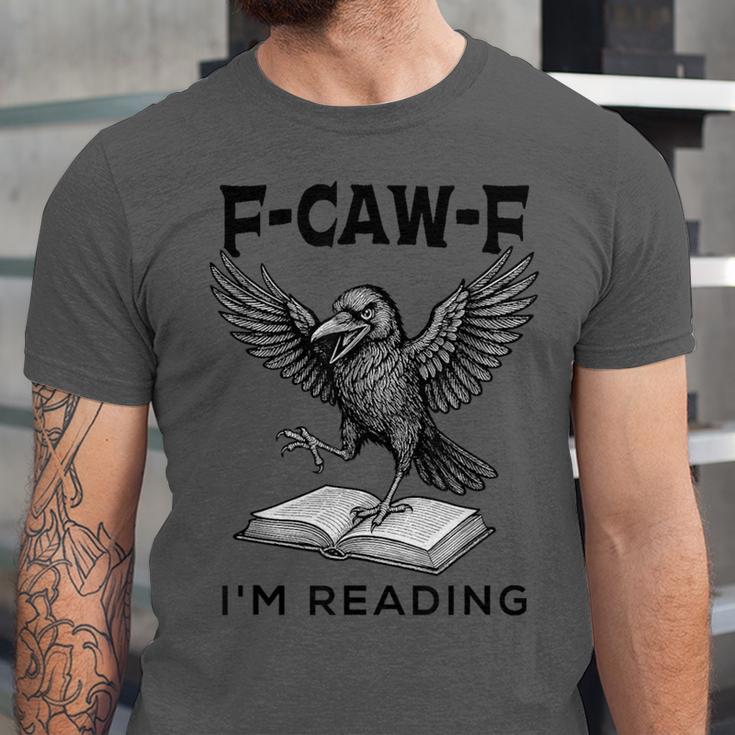 F-Caw-F Crow Book Lovers Vintage Bookish Bird Unisex Jersey T-Shirt