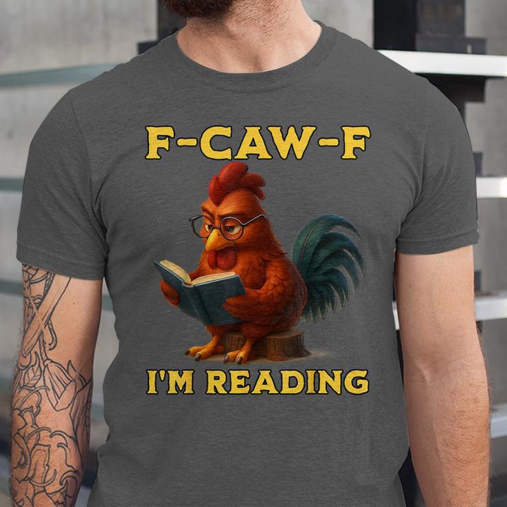 F-CAW-F I'm Reading Chicken Book Lover Introvert Meme Unisex Jersey T-Shirt F-CAW-F I'm Reading Chicken Book Lover Introvert Meme Unisex Jersey T-Shirt