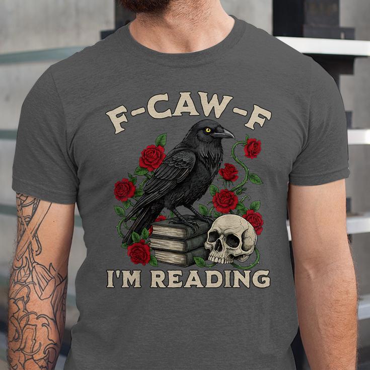 F-CAW-F I'm Reading Crow Book Lover Introvert Meme Unisex Jersey T-Shirt