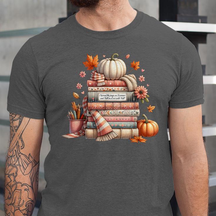 Fall Colors s I Love Fall s Books & Pumpkins Unisex Jersey T-Shirt