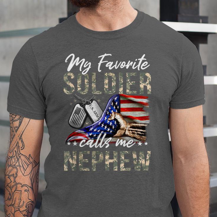 My Favorite Soldier Calls Me Nephew Army Graduation Nephew Unisex Jersey T-Shirt