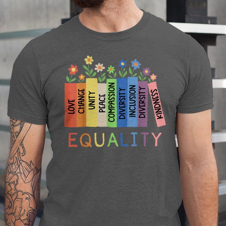 Floral Book Equality Human Rights Social Justice Peace Love Unisex Jersey T-Shirt