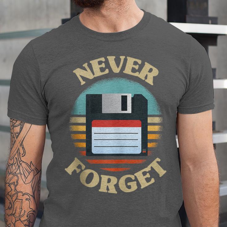 Never Forget Retro Diskette Nostalgia Vintage Unisex Jersey T-Shirt