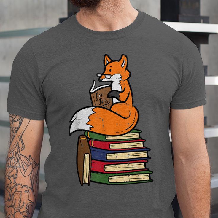 Fox Books Read Reading Librarian America Men Women Kids Unisex Jersey T-Shirt