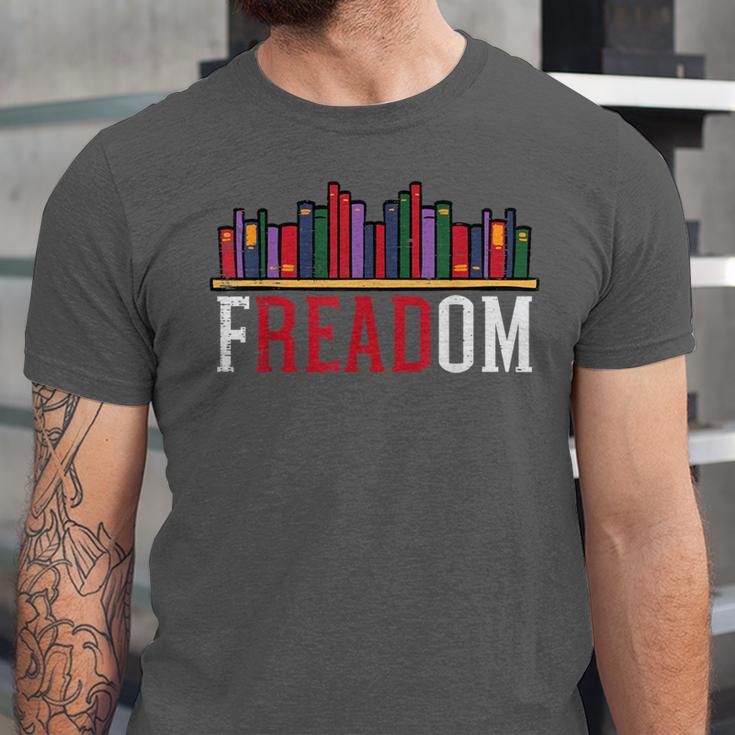 Freadom Shelf Read Reading Book Librarian Men Women Kids Unisex Jersey T-Shirt