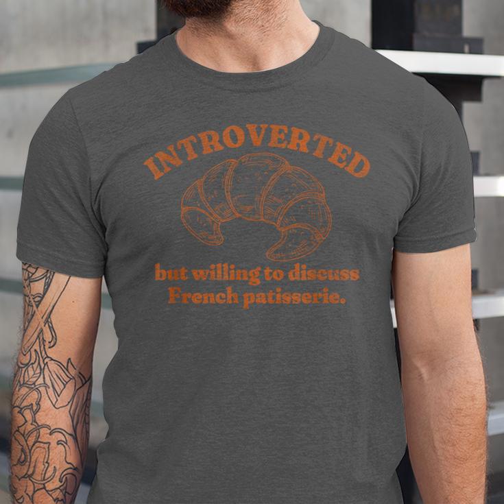 French Patisserie Lover Introvert Croissant Conversation Unisex Jersey T-Shirt