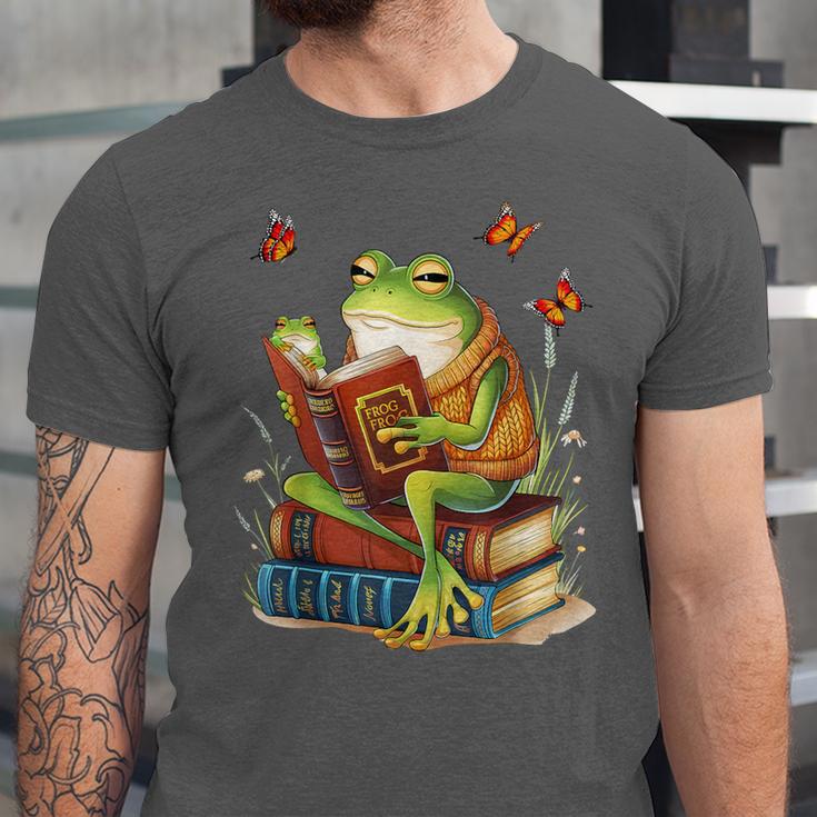 Frog & Toad Fishing Vintage Classic Book Frog Reading Book Unisex Jersey T-Shirt Frog & Toad Fishing Vintage Classic Book Frog Reading Book Unisex Jersey T-Shirt