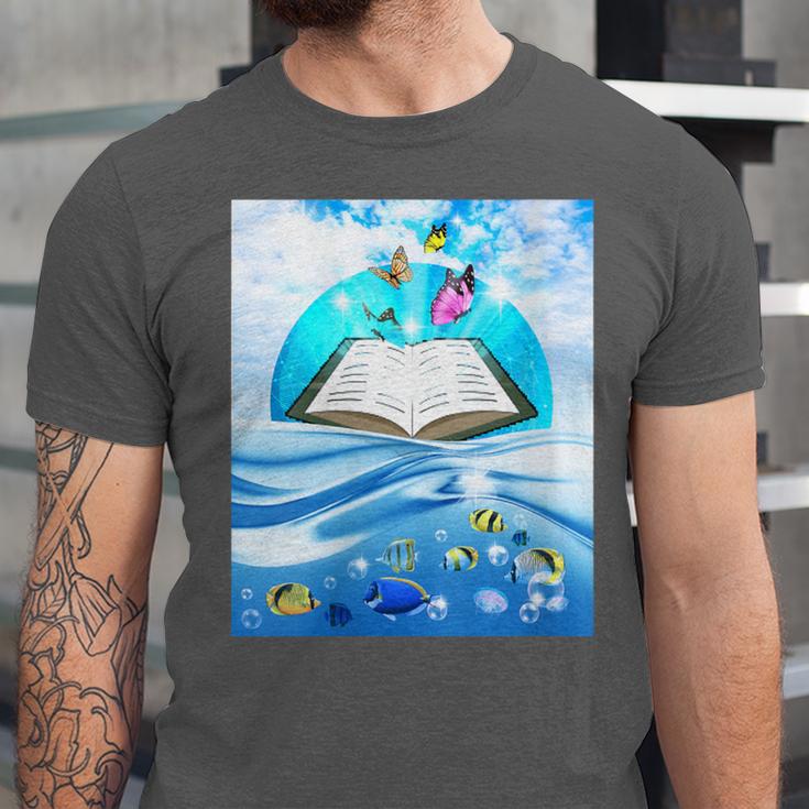 Frutiger Aero Aesthetic Tech Book Butterfly Unisex Jersey T-Shirt