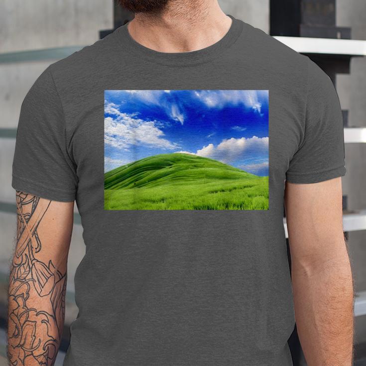 Frutiger Aero Meadow Aesthetic Y2k 2000s Ironic Nostalgic Unisex Jersey T-Shirt Frutiger Aero Meadow Aesthetic Y2k 2000s Ironic Nostalgic Unisex Jersey T-Shirt