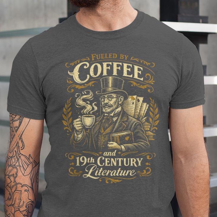 Fueled By Coffee And 19th Century Literature Book Tee Unisex Jersey T-Shirt Fueled By Coffee And 19th Century Literature Book Tee Unisex Jersey T-Shirt