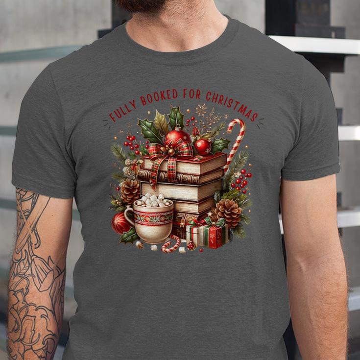 Fully Booked For Christmas Cozy Holiday Books Winter Reading Unisex Jersey T-Shirt Fully Booked For Christmas Cozy Holiday Books Winter Reading Unisex Jersey T-Shirt
