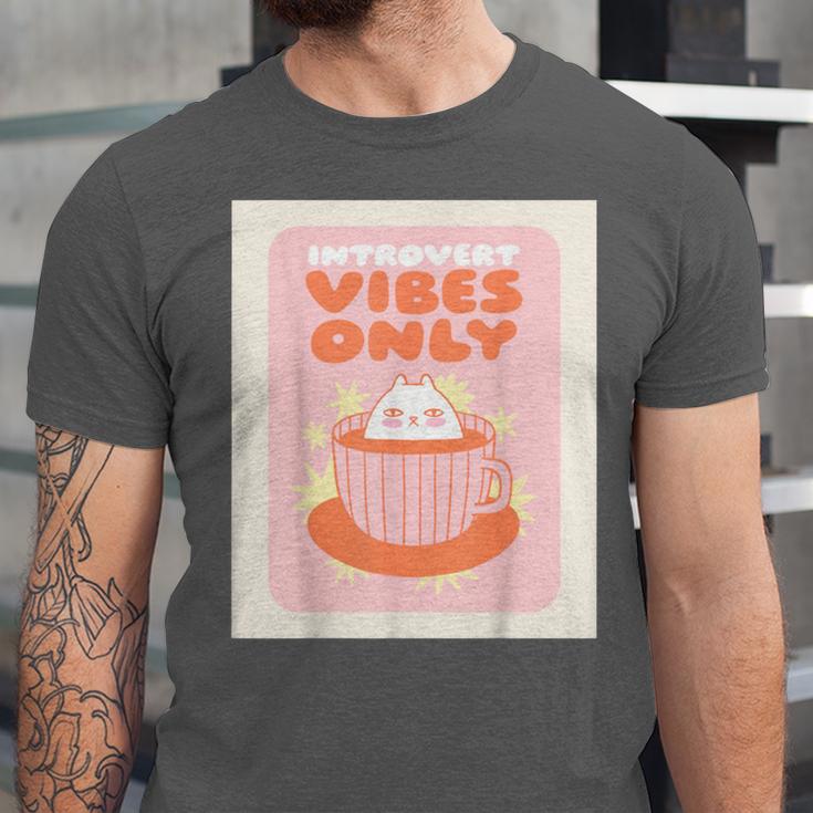 Fun Cool Cute Introvert Cat Character Quote Tea Cup For Men Women Unisex Jersey T-Shirt Fun Cool Cute Introvert Cat Character Quote Tea Cup For Men Women Unisex Jersey T-Shirt