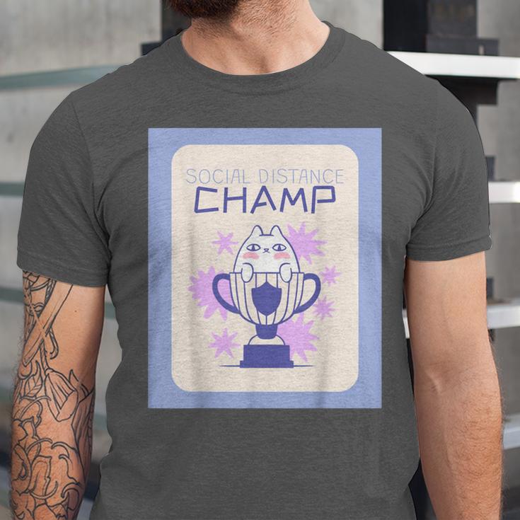 Fun Cute Introvert Cat Character Trophy For Men Women Unisex Jersey T-Shirt