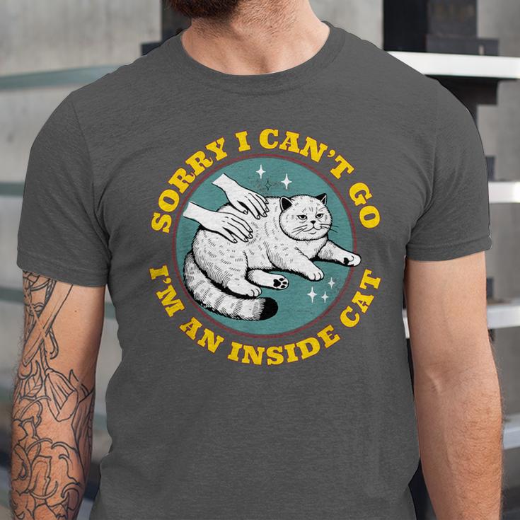 Funny Introvert Cat I Can't Go I'm An Inside Cat Homebody Unisex Jersey T-Shirt