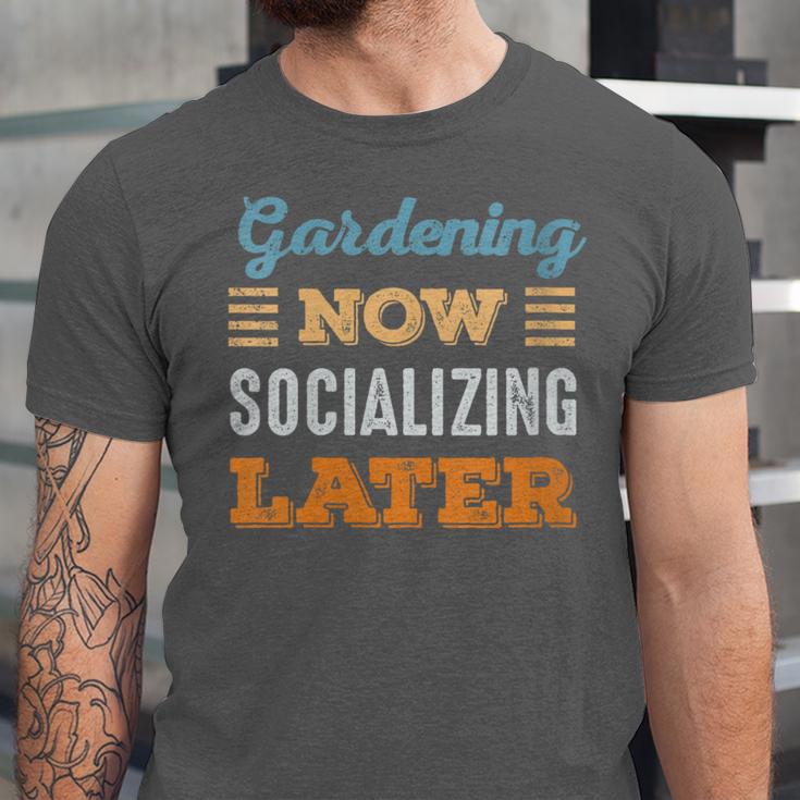 Gardening Now Minimal Socializing Introvert Vintage Unisex Jersey T-Shirt Gardening Now Minimal Socializing Introvert Vintage Unisex Jersey T-Shirt