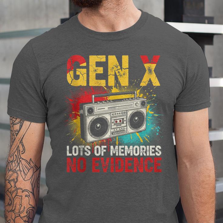 Gen X Lots Of Memories No Evidence Retro Nostalgia Humor Unisex Jersey T-Shirt