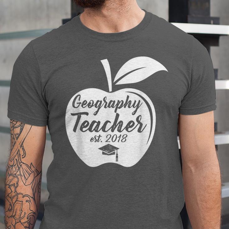 Geography Teacher Est 2018 School GraduationShirt Unisex Jersey T-Shirt