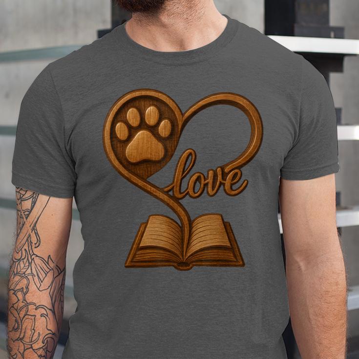 Girl Who Loves Dogs & Books Heart Dog Lover Reader Reeding Unisex Jersey T-Shirt