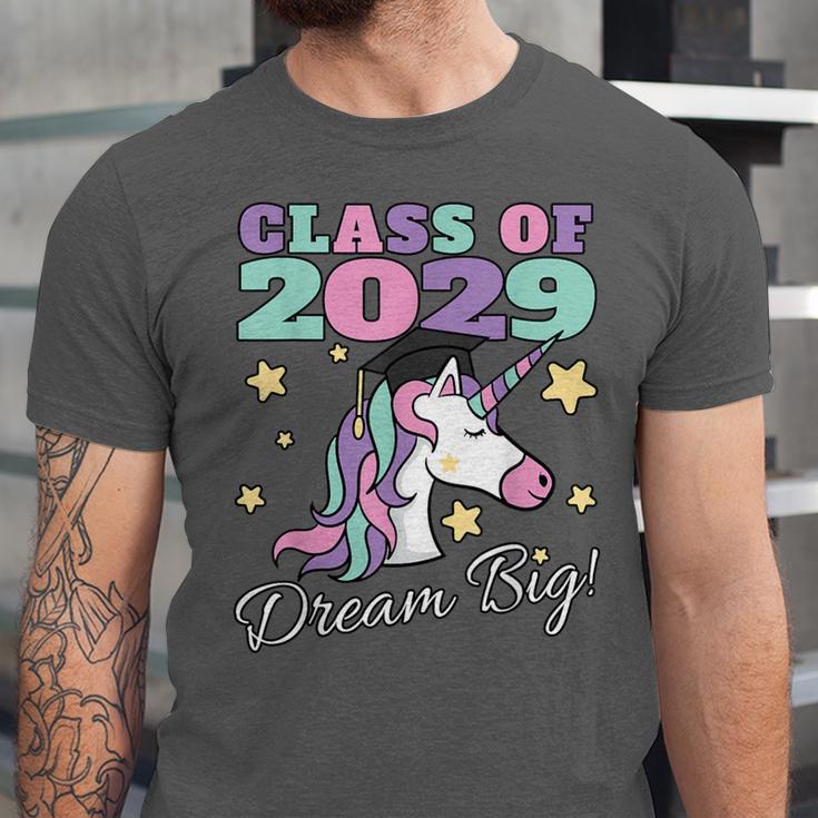 Girls Class Of 2029 Magical Unicorn Graduation Cap Unisex Jersey T-Shirt