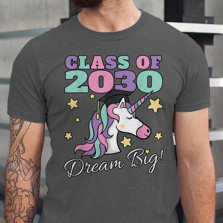 Girls Class Of 2030 Magical Unicorn Graduation Cap Unisex Jersey T-Shirt