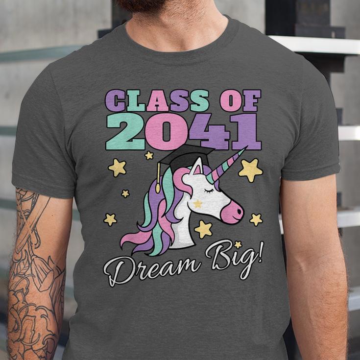 Girls Class Of 2041 Magical Unicorn Graduation Cap Unisex Jersey T-Shirt