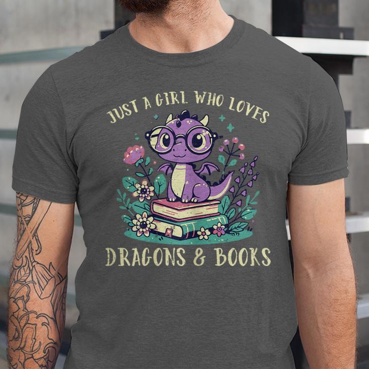 Girls Loves Dragon Books Fantasy Girls Kids Toddler Women Unisex Jersey T-Shirt