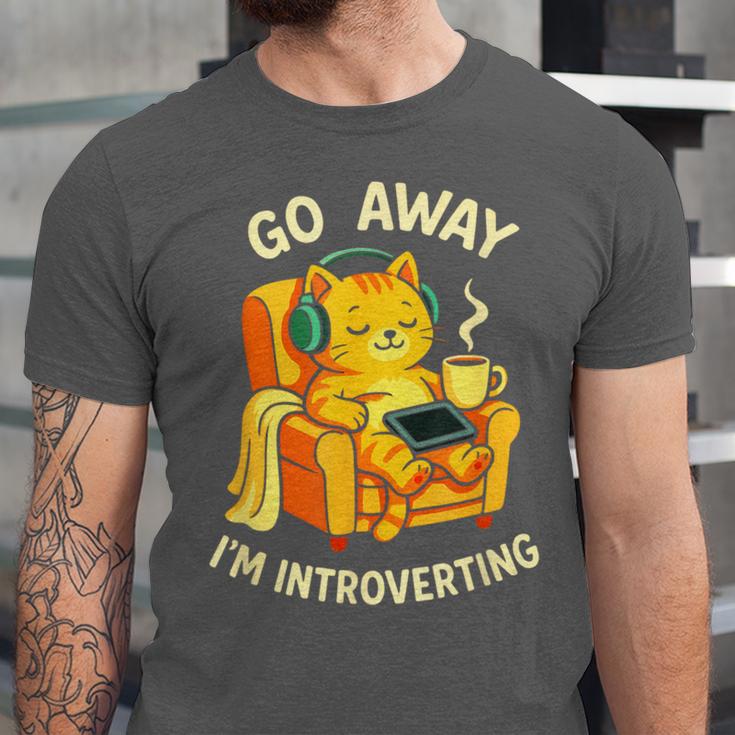 Go Away I'm Introverting Cat Coffee Headphones Unisex Jersey T-Shirt Go Away I'm Introverting Cat Coffee Headphones Unisex Jersey T-Shirt