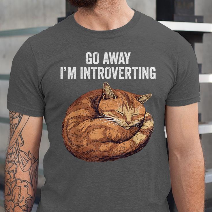 Go Away I'm Introverting Cat Introvert Men Women Girls Kids Unisex Jersey T-Shirt