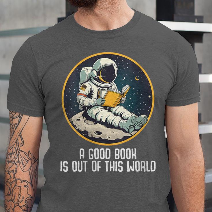 Good Book Is Out Of This World Space Reading Lover Unisex Jersey T-Shirt