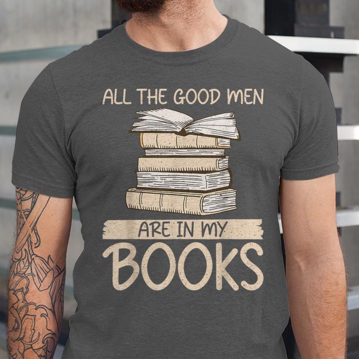 All The Good Men Are In My Books Romance Novel Unisex Jersey T-Shirt