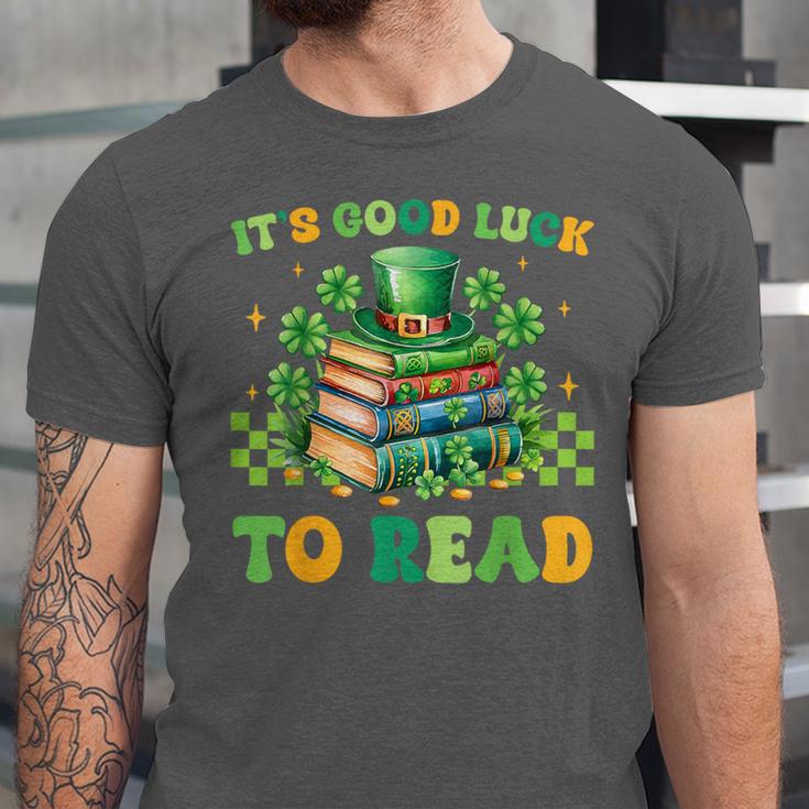 Goods Luck Read Librarian Book Patrick Days Shamrock Clover Unisex Jersey T-Shirt Goods Luck Read Librarian Book Patrick Days Shamrock Clover Unisex Jersey T-Shirt