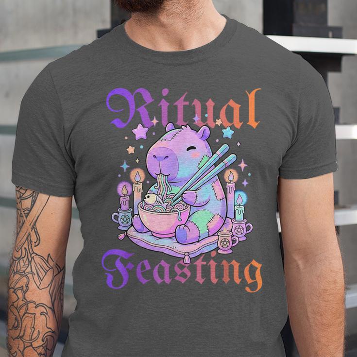 Goth Capybara Ramen Ritual Feasting Soft Introvert Art Unisex Jersey T-Shirt Goth Capybara Ramen Ritual Feasting Soft Introvert Art Unisex Jersey T-Shirt