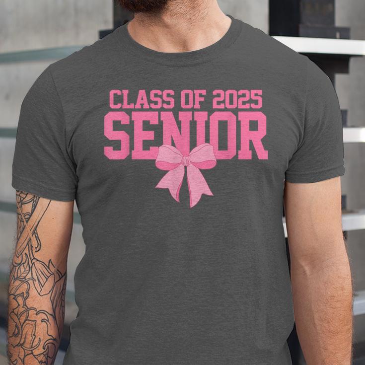 Graduate 2025 Class Of 2025 Senior Coquette Bow Graduation Unisex Jersey T-Shirt