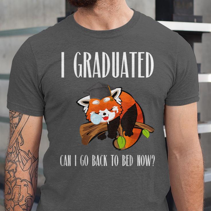 I Graduated Can I Go Back To Bed Sleepy Red Panda Graduation Unisex Jersey T-Shirt